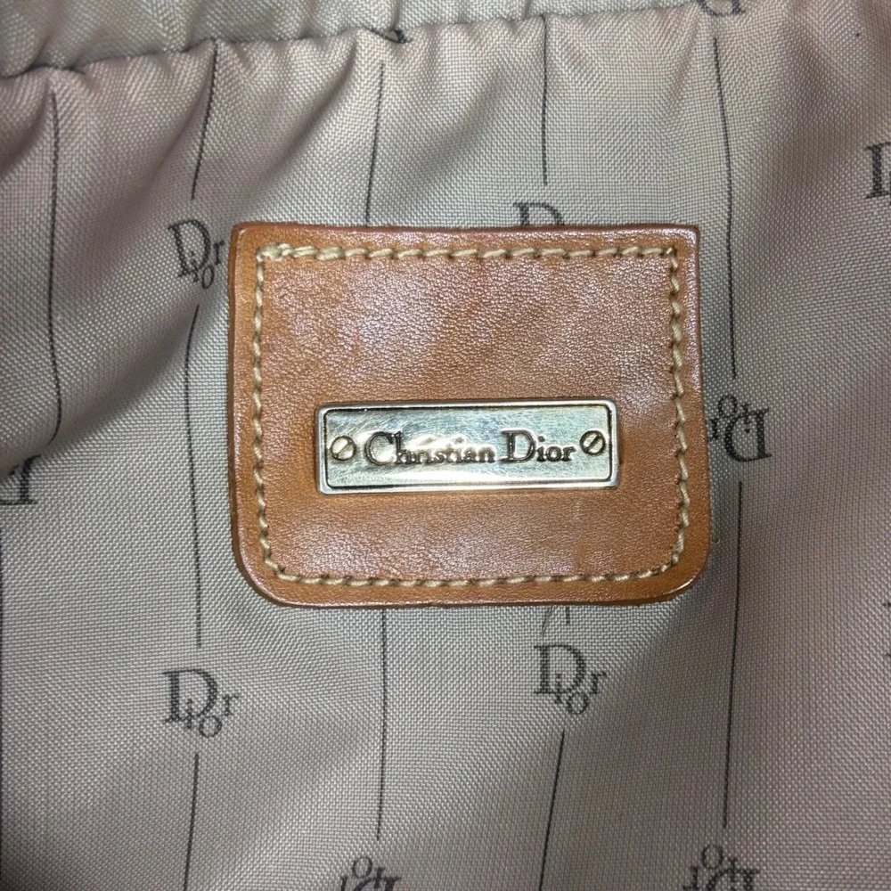 Christian Dior Vintage Canvas Leather Briefcase Olive Green Tan Laptop Bag 22in